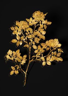 Gold Flower on Black