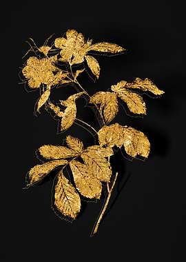 Gold Botanical on Black