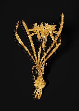 Gold Flower on Black