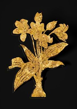 Gold Botanical on Black