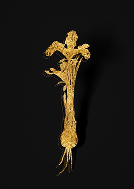 Gold Flower on Black