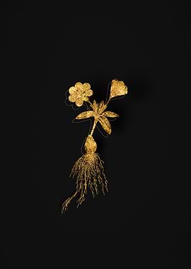 Gold Botanical on Black