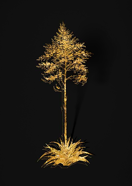 Gold Floral on Black