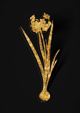 Gold Botanical on Black