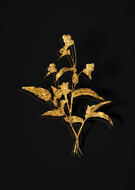 Gold Flower on Black