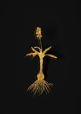 Gold Flower on Black