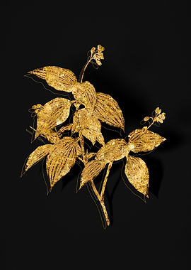 Gold Botanical on Black