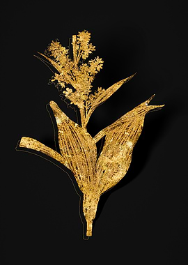 Gold Floral on Black