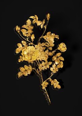 Gold Flower on Black