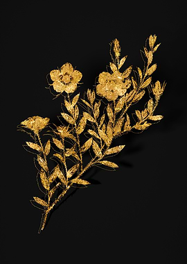 Gold Flower on Black