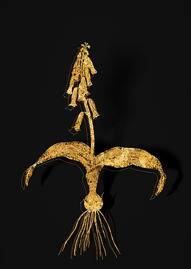 Gold Flower on Black