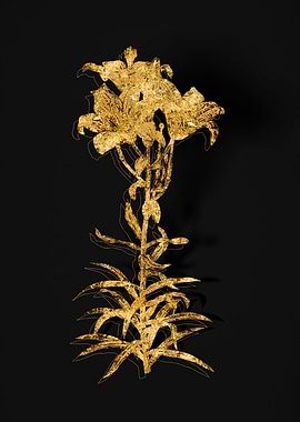 Gold Floral on Black