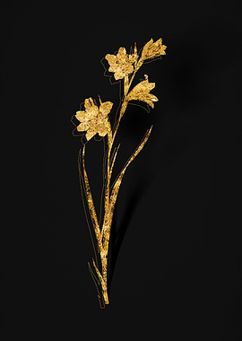 Gold Botanical on Black