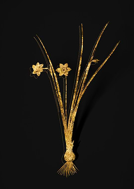 Gold Botanical on Black