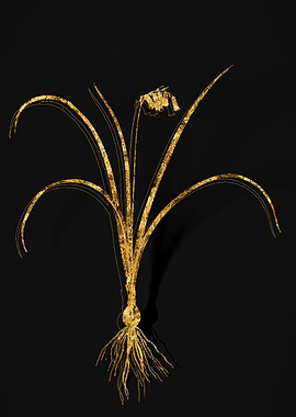 Gold Flower on Black