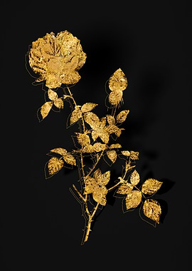 Gold Botanical on Black