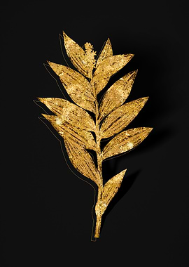 Gold Flower on Black