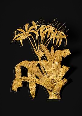 Gold Botanical on Black