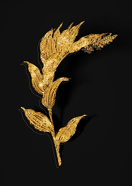 Gold Botanical on Black