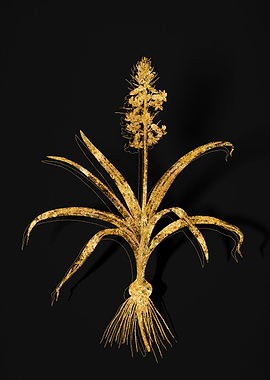 Gold Flower on Black