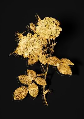 Gold Flower on Black