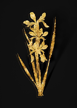 Gold Flower on Black