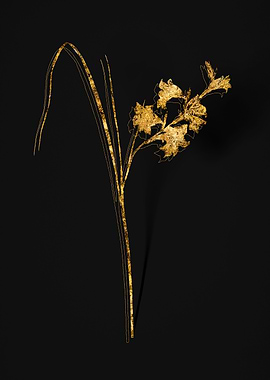 Gold Floral on Black