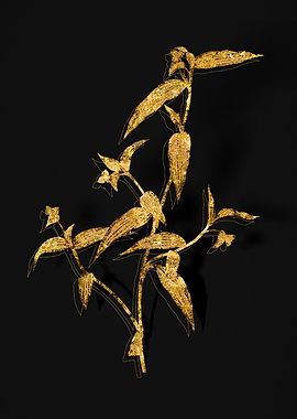 Gold Botanical on Black