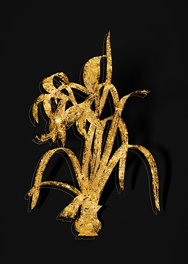 Gold Flower on Black