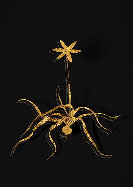 Gold Flower on Black