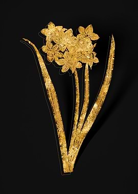 Gold Botanical on Black