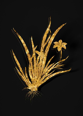 Gold Floral on Black