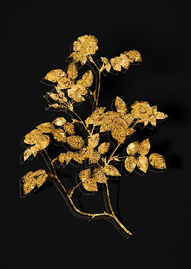 Gold Flower on Black