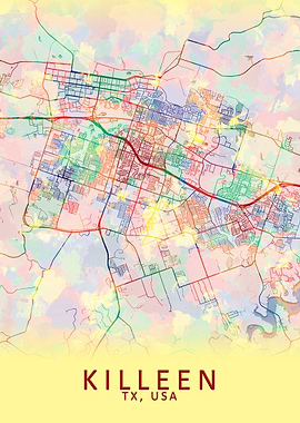 Killeen TX USA City Map