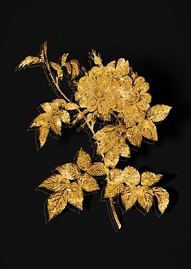 Gold Flower on Black