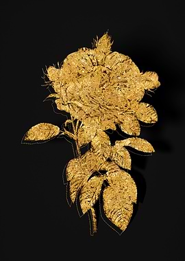 Gold Floral on Black