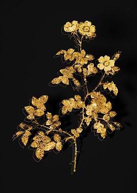 Gold Flower on Black