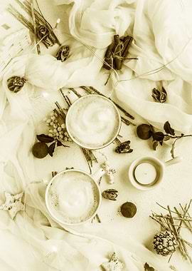 Hot Coffee Latte in Winter