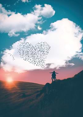 Couple watching sunrise