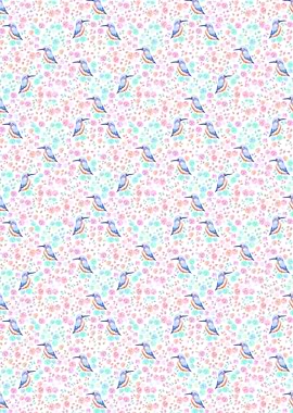 Kingfisher and rose flower