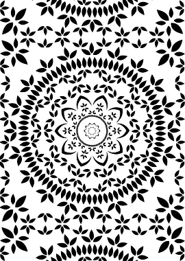 Floral mandala in black