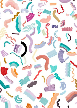 Curly Zigzag Shapes Multi