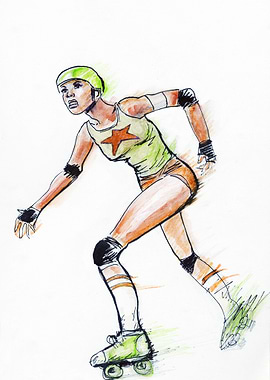 Black girl on rollerblades