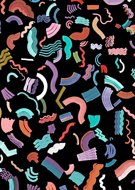 Curly Zigzag Shapes Black