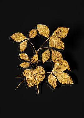 Gold Botanical on Black