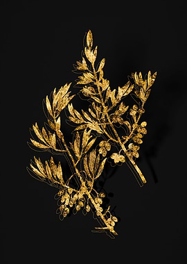 Gold Botanical on Black