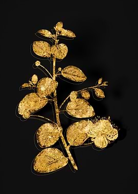 Gold Botanical on Black