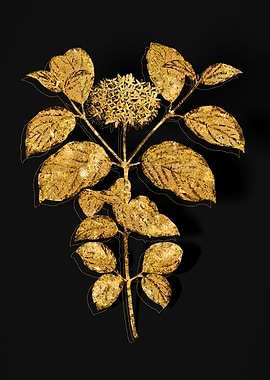Gold Botanical on Black