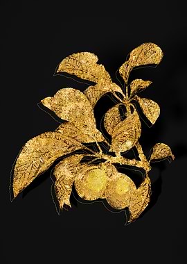 Gold Botanical on Black