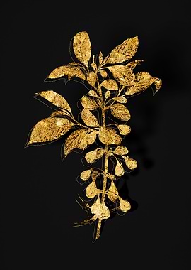 Gold Botanical on Black
